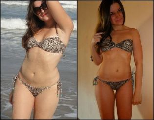 Chica antes y después de la dieta Favorita